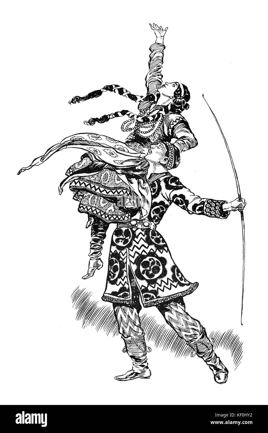 Le Prince Igor de Borodine par René et Bull. Polovotsian les danses, par René Bull . Compositeur russe (1833-1887) Banque D'Images