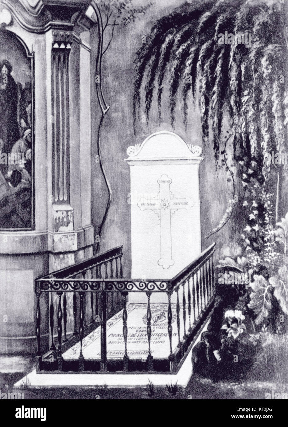LISZT - Caroline von SAYN-WITTGENSTEIN, tombeau à Rome. Elle n'a survécu à Liszt par quelques mois. Meurt à Rome le 8 mars 1887. Enterré dans le cimetière allemand à Rome. Franz Liszt. Pianiste et compositeur hongrois (1811-1886). Banque D'Images