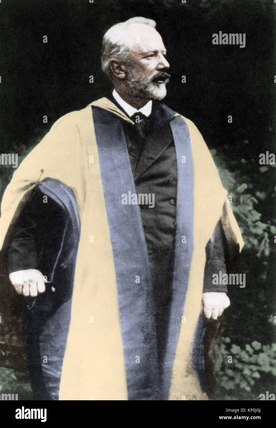 Piotr Ilitch Tchaïkovski, portrait du compositeur russe portant les robes de l'Université de Cambridge. 1840-1893 Banque D'Images