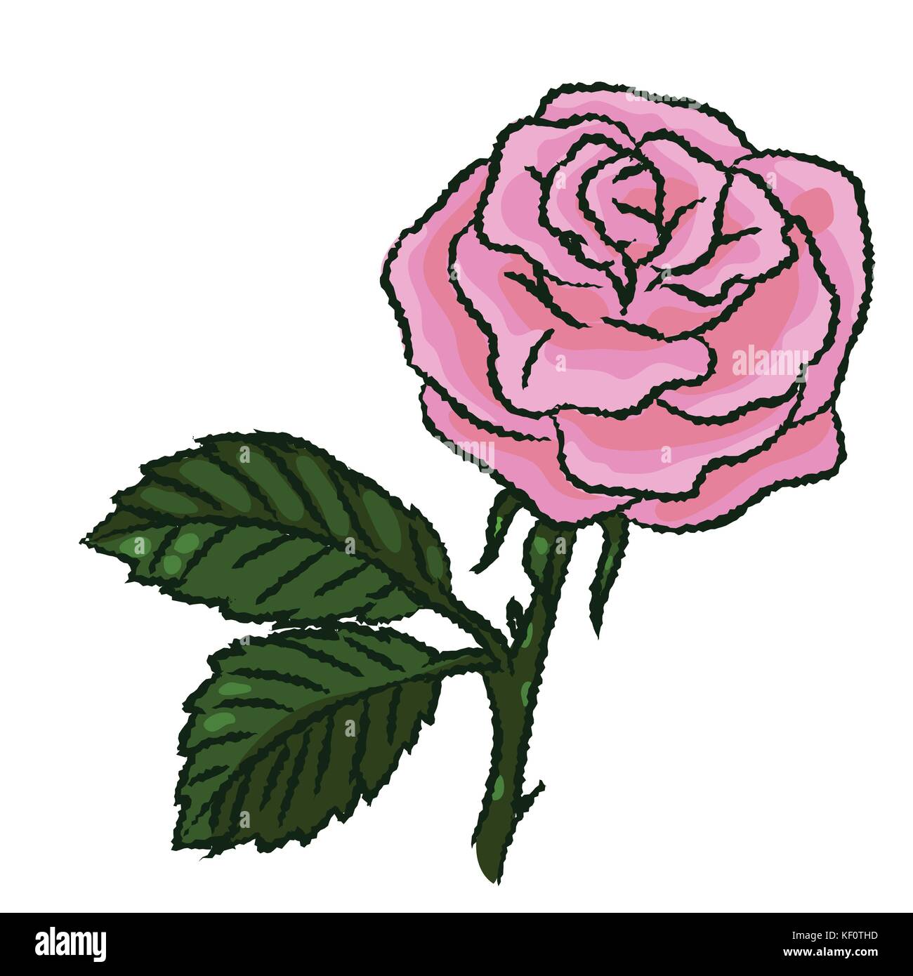 Croquis dessinés à la main de Rose, Noir et blanc isolé Cartoon Vector Illustration pour livre de coloriage - Ligne dessinée Vector Illustration de Vecteur