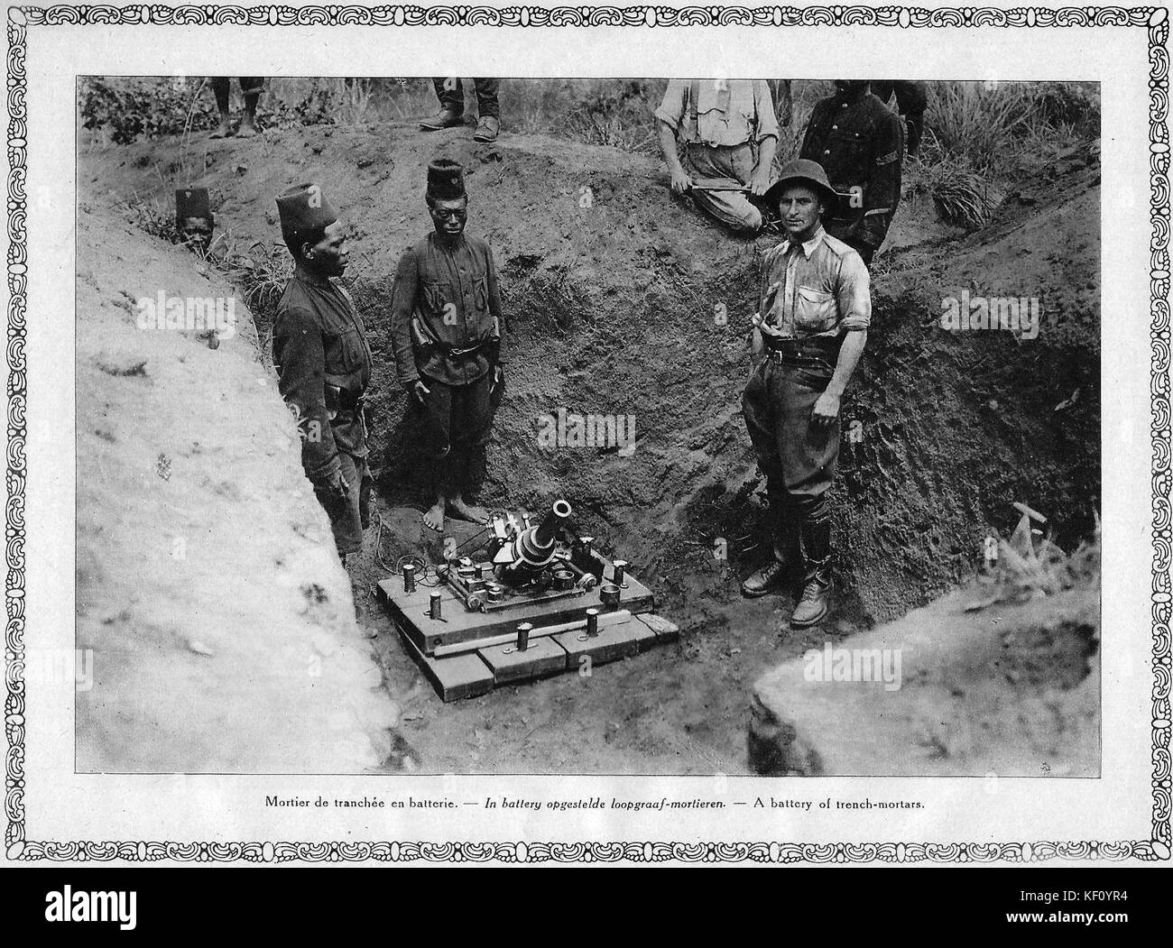 Mortiergranaat lanceerinrichting WW I Afrika Banque D'Images