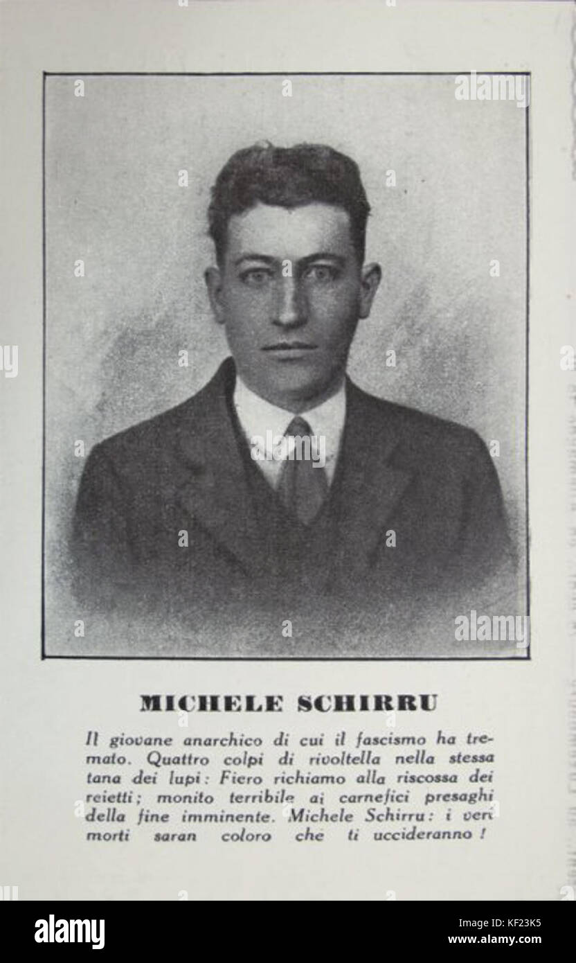 Michele Schirru était un anarchiste italien exécuté en 1931 pour complot contre Benito Mussolini. Son cas est connu pour sa dissidence politique pendant le régime fasciste en Italie. Banque D'Images