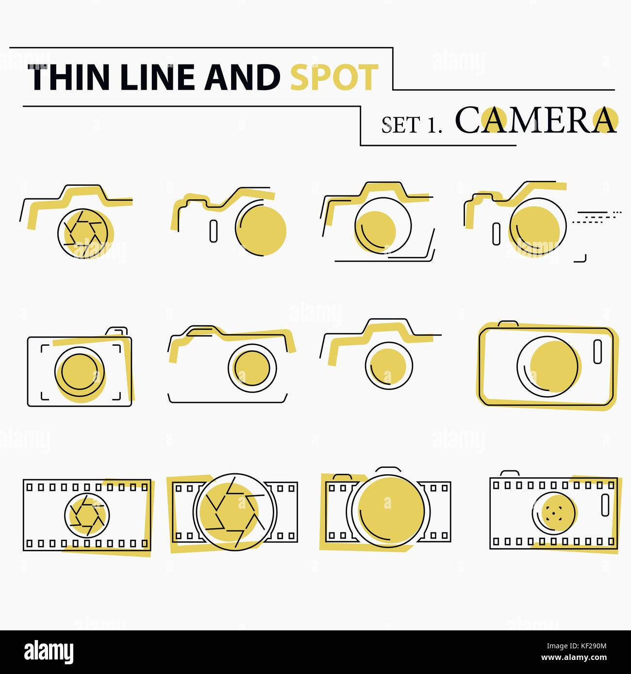 Fine ligne, télévision les icônes d'appareil photo Illustration de Vecteur