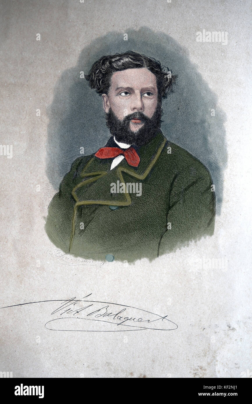 Victor Balaguer (1824-1901) Homme politique et écrivain catalan.. portrait. gravure, 1863, l'histoire de la Catalogne et de la couronne d'aragon par Victor balague Banque D'Images
