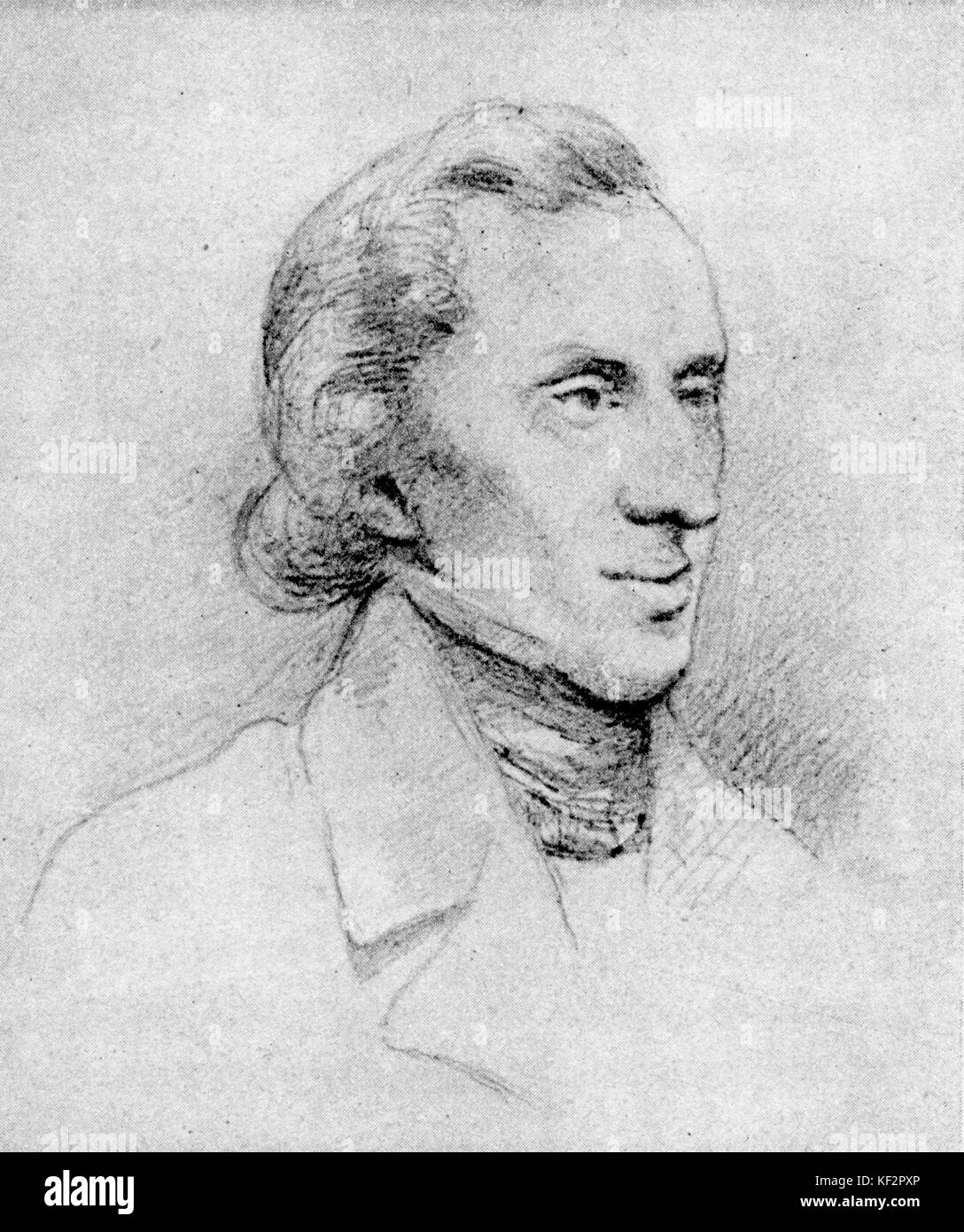 Frédéric Chopin. Dessin au crayon par Rudof Lehmann, 1847. FC : le compositeur polonais, 1 mars 1810 - 17 octobre 1849 Banque D'Images