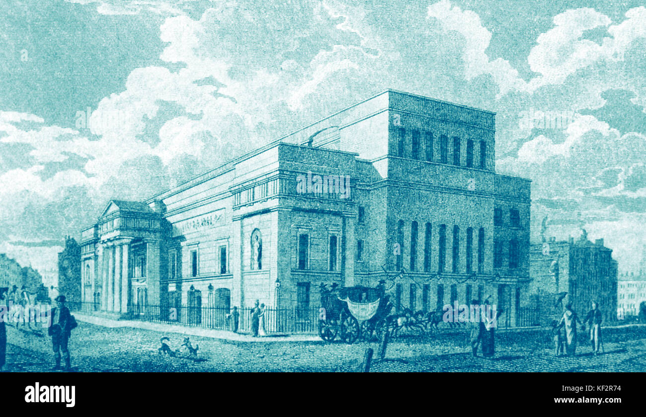 Londres - Covent Garden Theatre, c. 1810. De l'extérieur. Banque D'Images