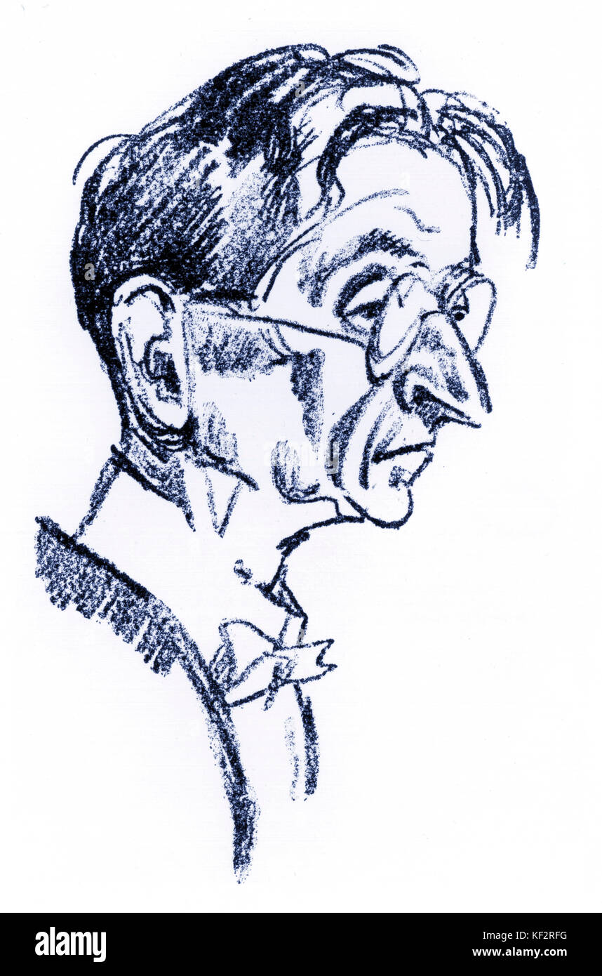 Alexander von Zemlinsky - Caricature de Orlik. Compositeur autrichien et chef d'orchestre, 14 octobre 1871 - 15 mars 1942. Emil Orlik (1870-1932) Banque D'Images