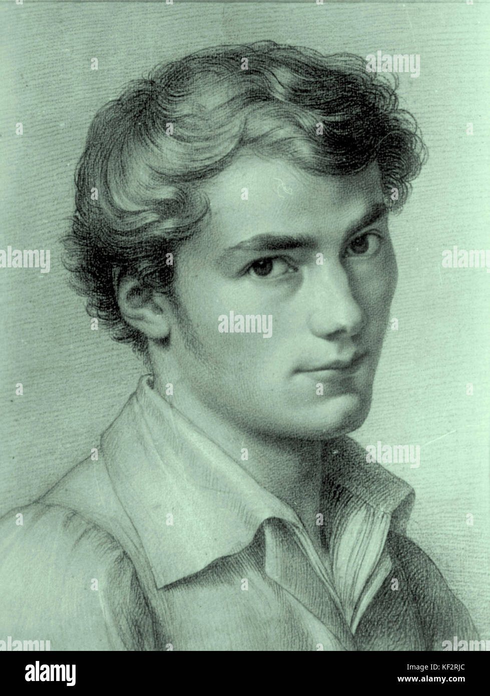 Portrait de Franz Schubert lorsque de jeunes dessiné par Kupelweiser. Compositeur autrichien. 31 janvier 1797 - 19 novembre 1828. Banque D'Images