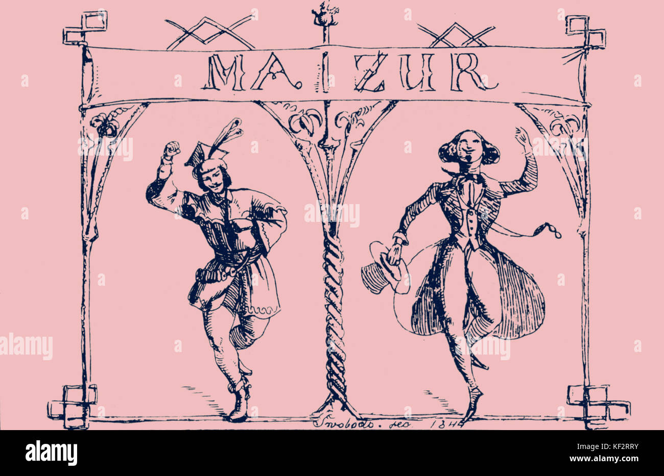 - Danse Mazurka 1844. ( Mazurka - Polish national dance datant au moins d'aussi loin que le 16ème siècle. - Source : Everyman, Nouveau dictionnaire de musique, 1988 ) Banque D'Images