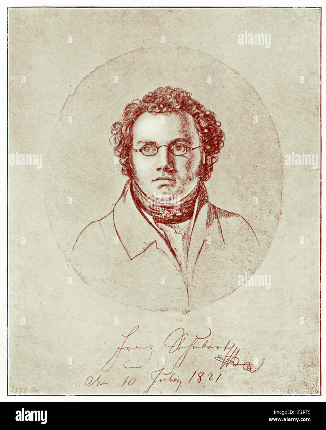 Franz Schubert - portrait par L. Kupelweiser, 1821- compositeur autrichien - 31 janvier 1797 - 19 novembre 1828. Banque D'Images