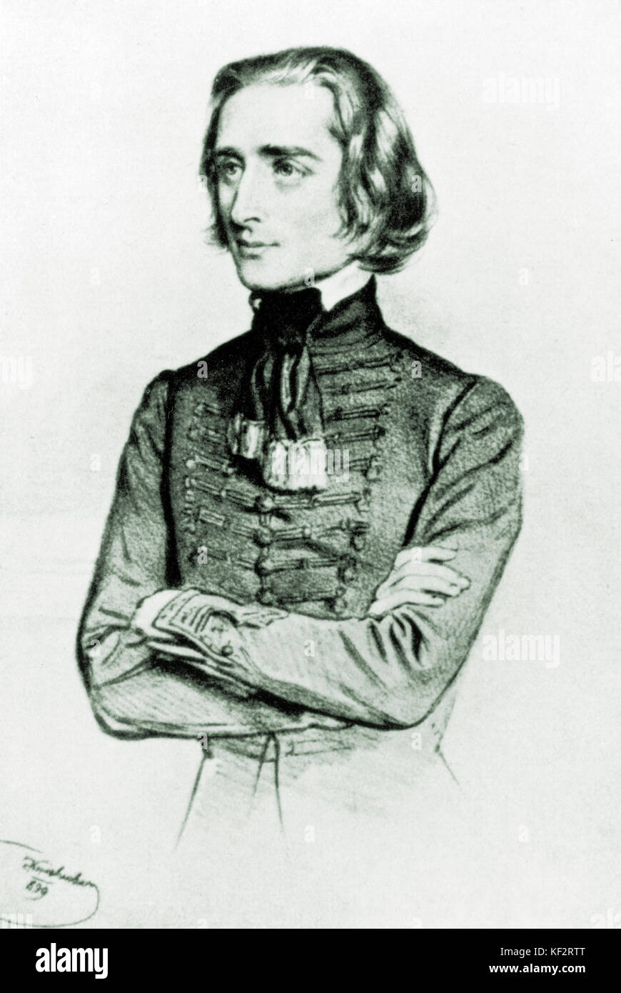 Franz Liszt (Ferencz) - portrait en costume national hongrois, par Kriehuber, 1840 - pianiste et compositeur hongrois. 22 octobre 1811 - 31 juillet 1886. Banque D'Images