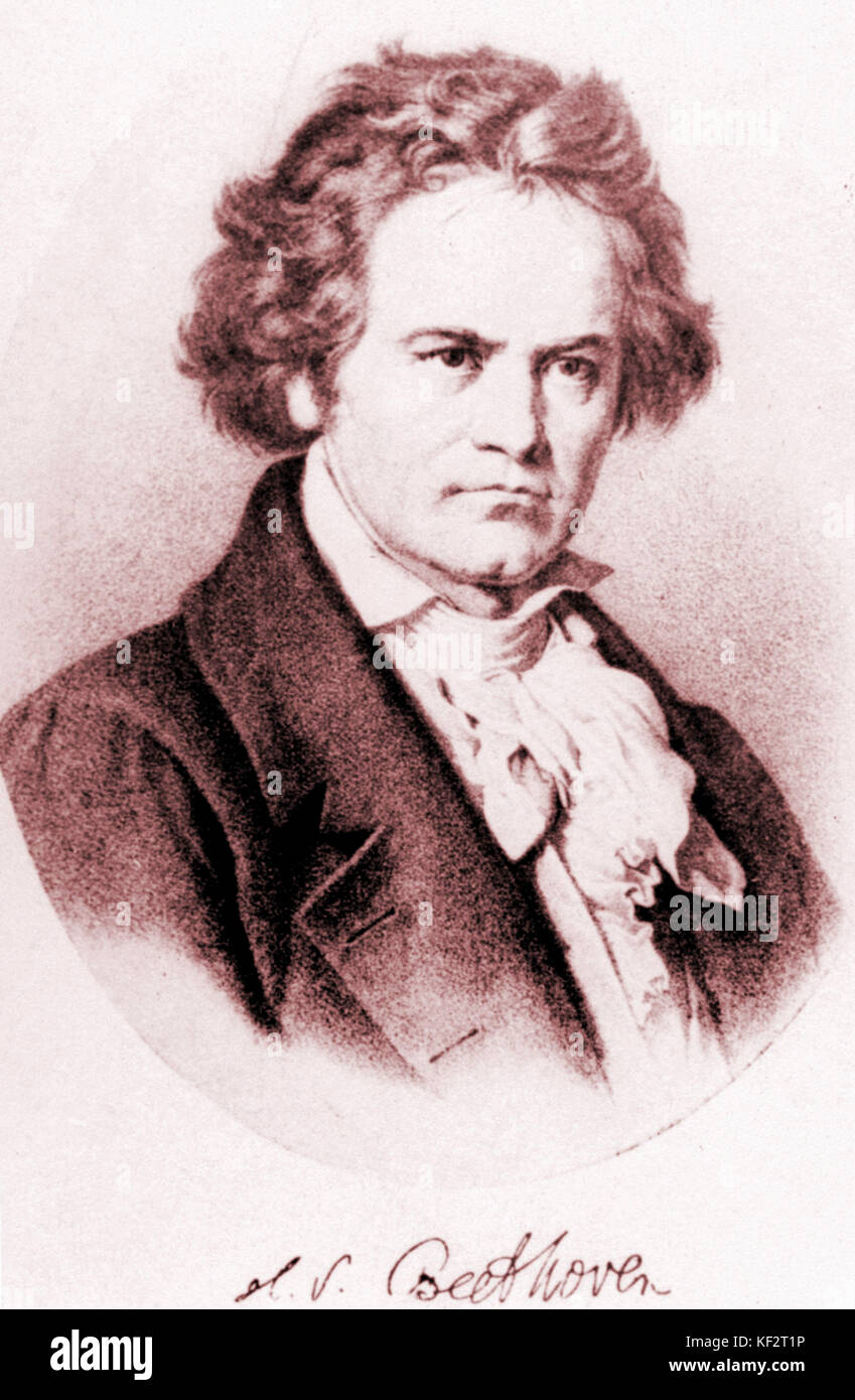 BEETHOVEN, Ludwig van avec signature Ludwig van Beethoven. Compositeur allemand 1770-1827 Banque D'Images