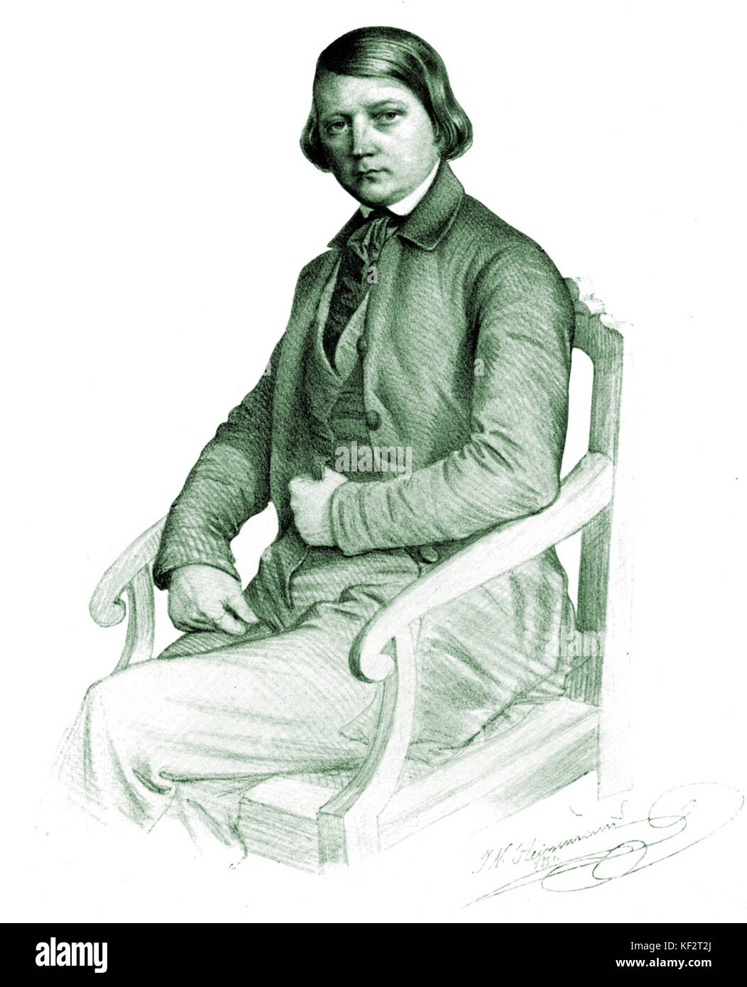 Robert Schumann - portrait de compositeur allemand par J N Heinemann. 1810-1856 Banque D'Images