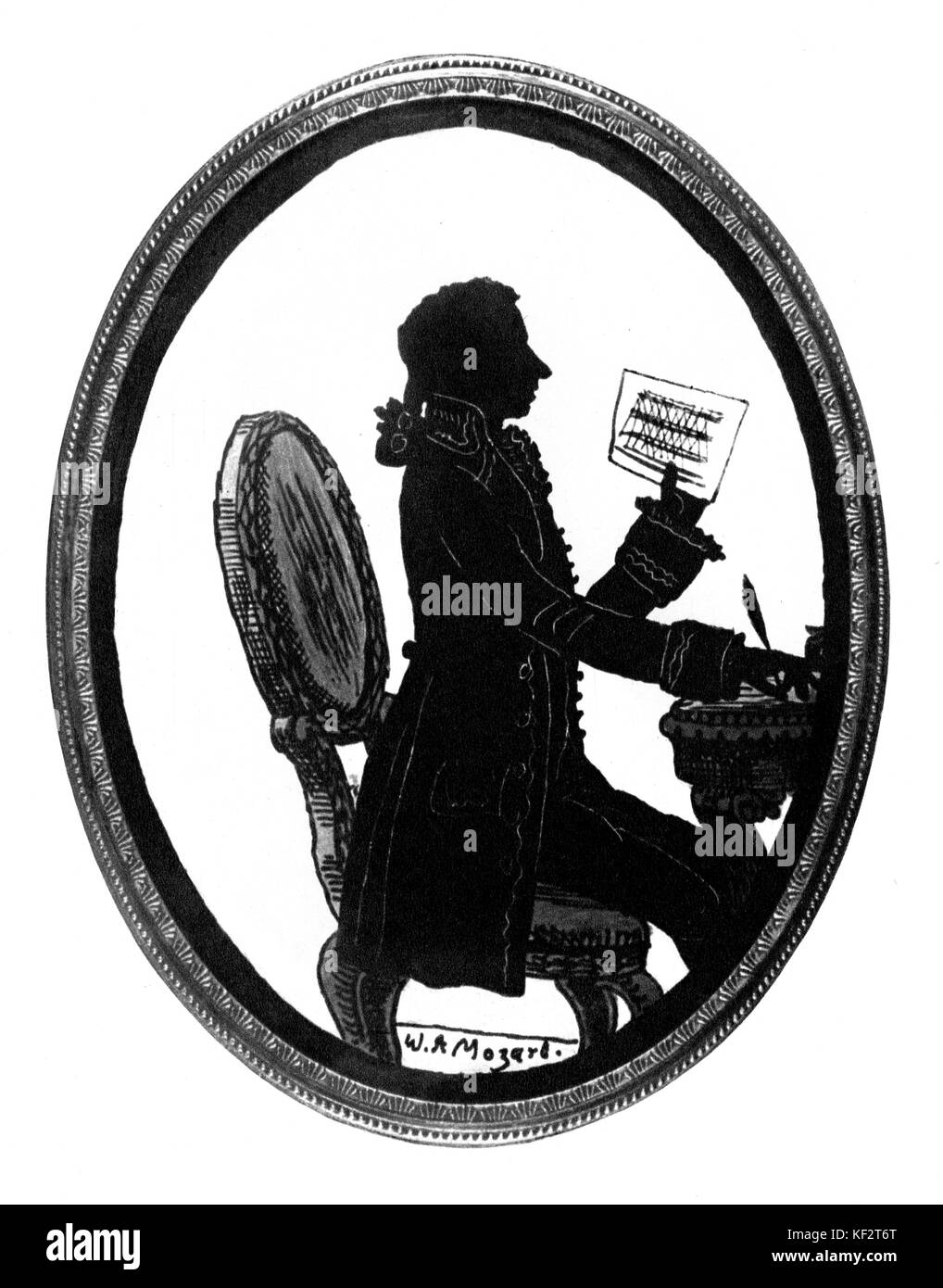 Remplir le Don Giovanni de Mozart . Silhouette faite pour commémorer la première de l'opéra Don Giovanni (1787), aurait été terminée à l'Dušek villa. Wolfgang Amadeus Mozart, compositeur autrichien, 27 janvier 1756 - 5 décembre 1791. Banque D'Images