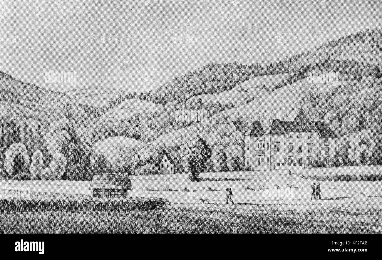 Wildbach château, Styrie (Steiermark), l'Autriche. Des capacités en matière de Franz Schubert, voyage à Graz. FS : compositeur autrichien, 31 janvier 1797 - 19 novembre 1828. Banque D'Images