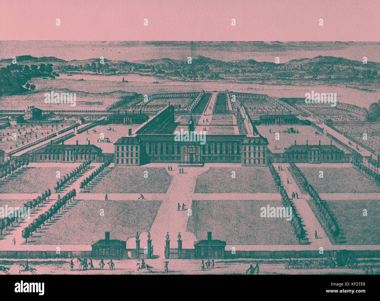 Londres - le Royal Hospital Chelsea (construit par Sir Christopher Wren) tel qu'il était en 1690. Purcell & Handel connexion. Banque D'Images