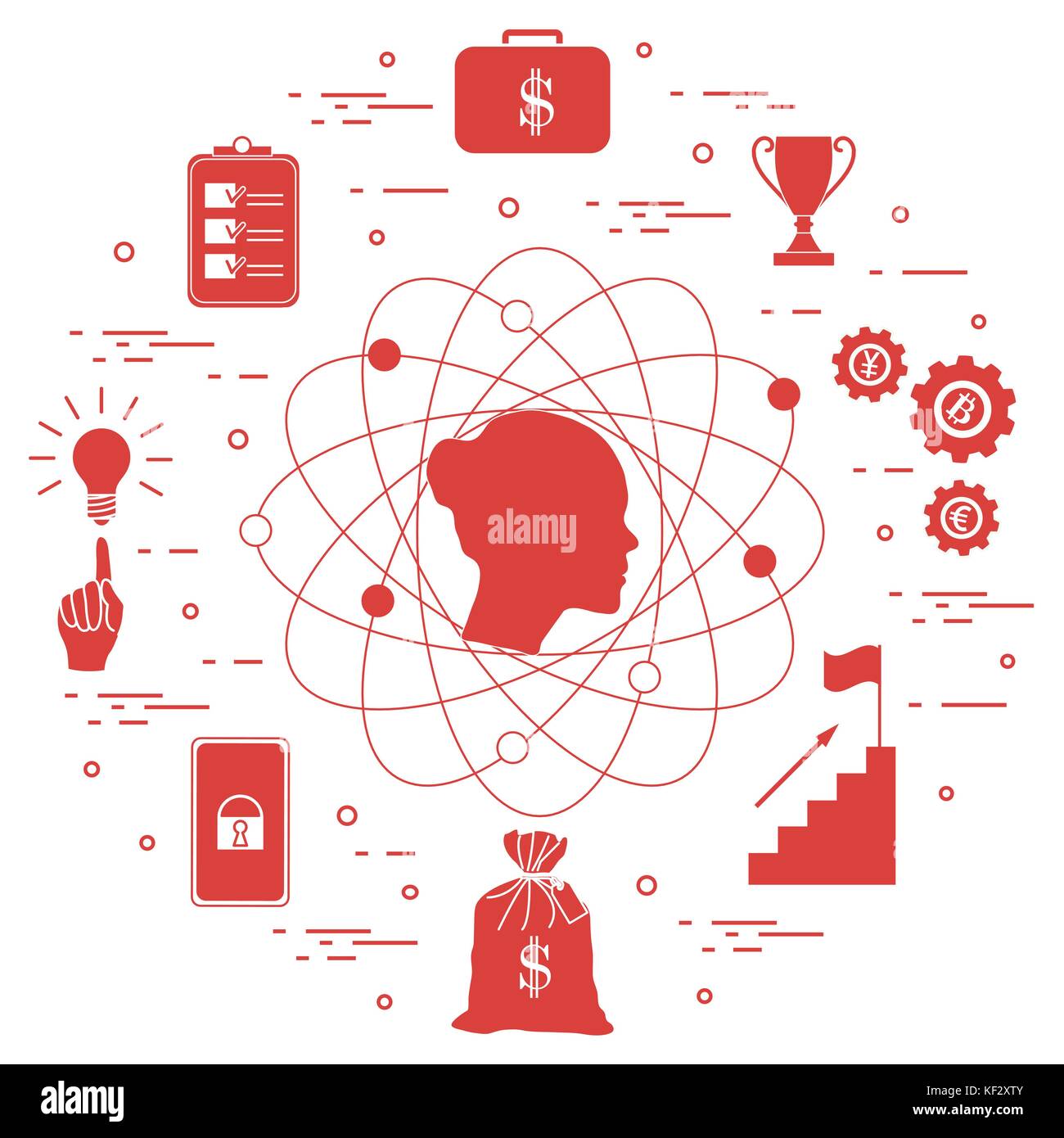 Illustration du processus d'affaires, de la planification, de la stratégie, des finances et de l'investissement, la réussite de l'entreprise. Conception pour bannière et imprimer. Illustration de Vecteur