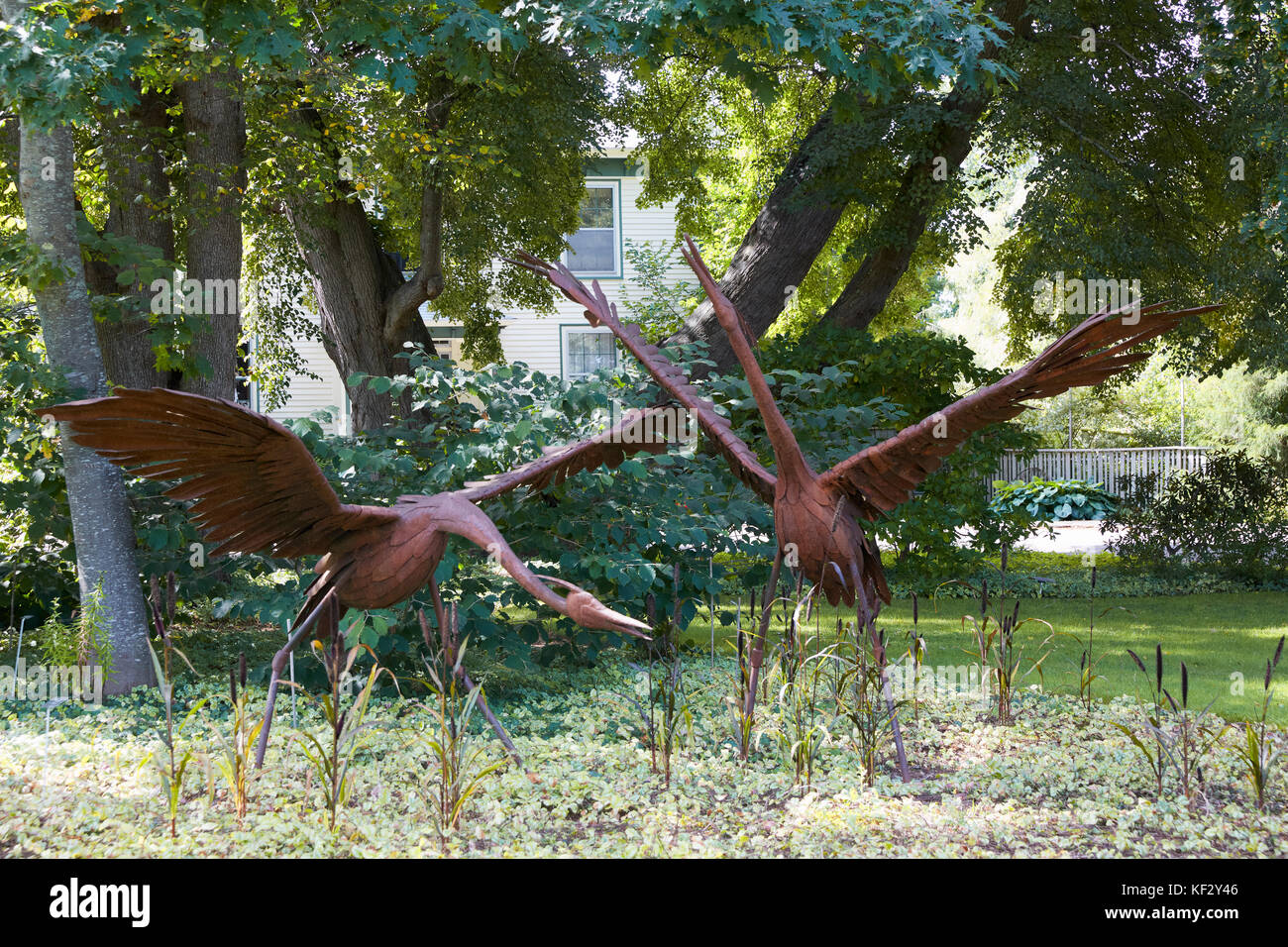 La danse des hérons par Gerald Jank, Jardins historiques d'Annapolis Royal, Annapolis Royal, Nouvelle-Écosse, Canada Banque D'Images