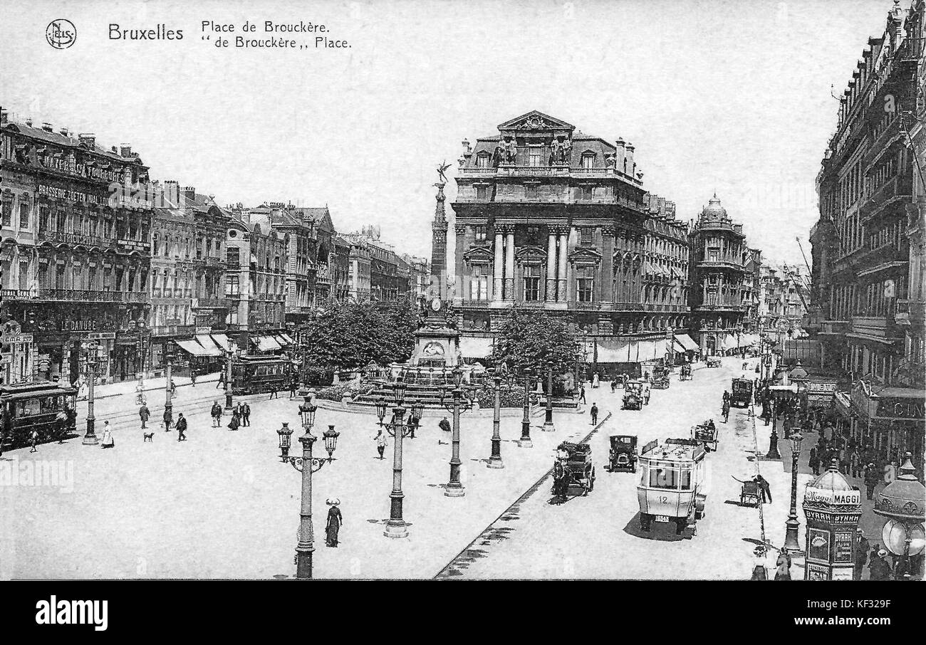 Place de Brouckere postcard Banque D'Images