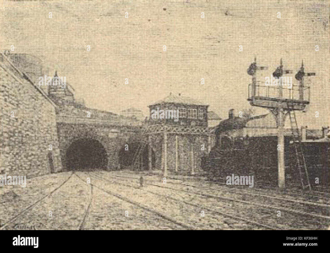 Entrée du Tunnel et le signal fort en GazetaCF 1290 1941 gare Rossio Banque D'Images