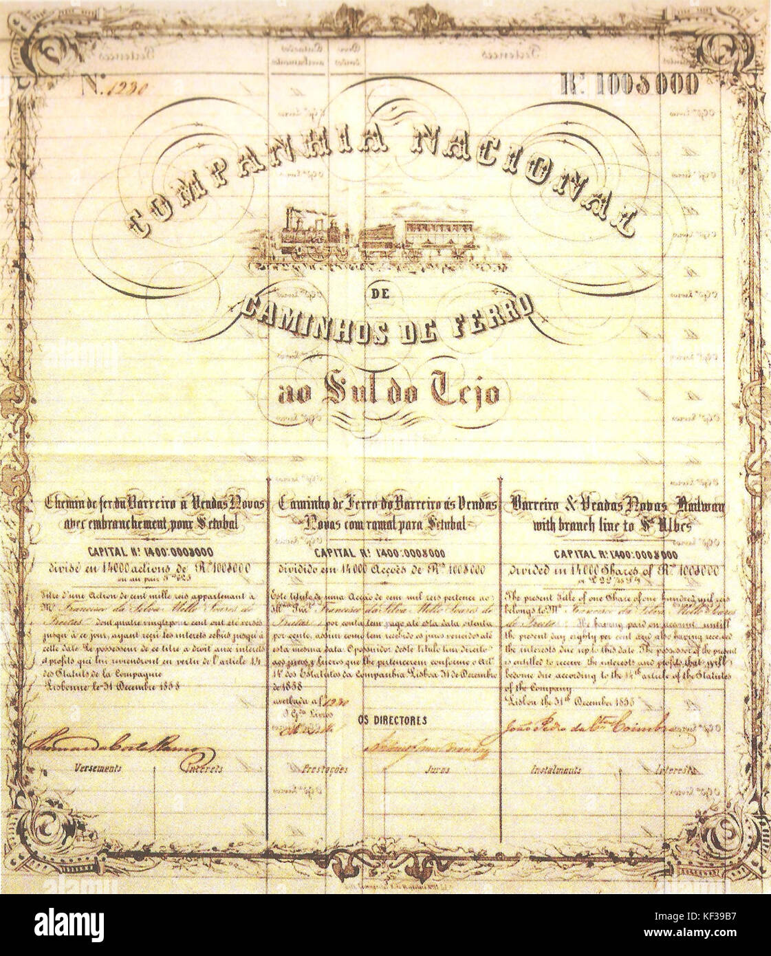 Título de accao da CNCFST Os Caminhos de Ferro Portugueses 1856 2006 Banque D'Images