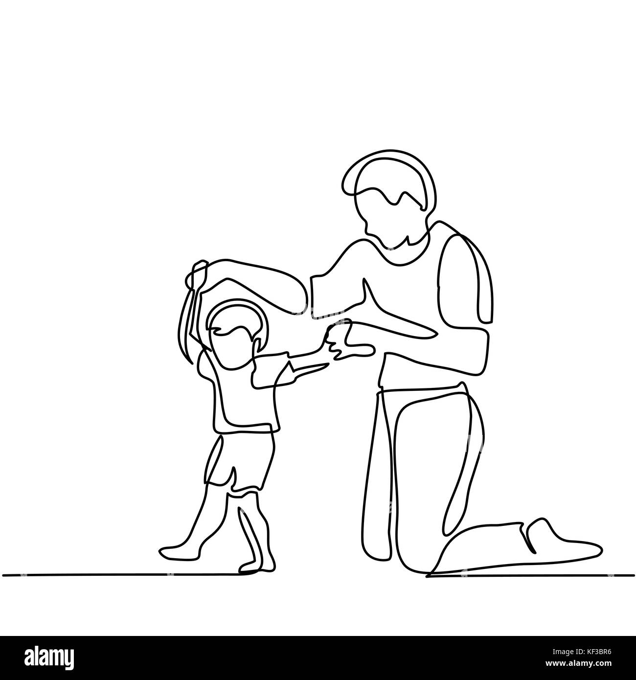 Père et fils bébé commencer à marcher Illustration de Vecteur