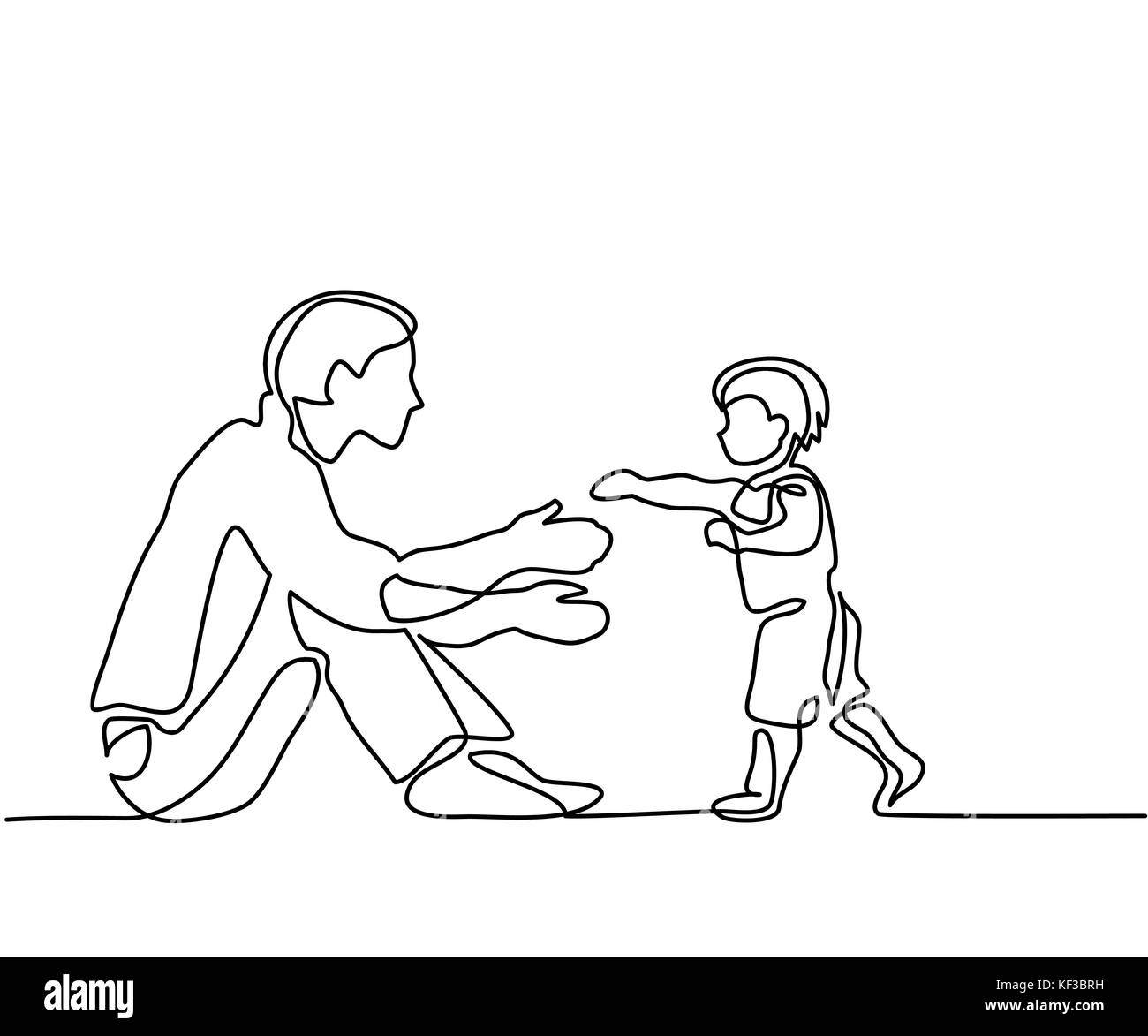 Père et fils bébé commencer à marcher Illustration de Vecteur
