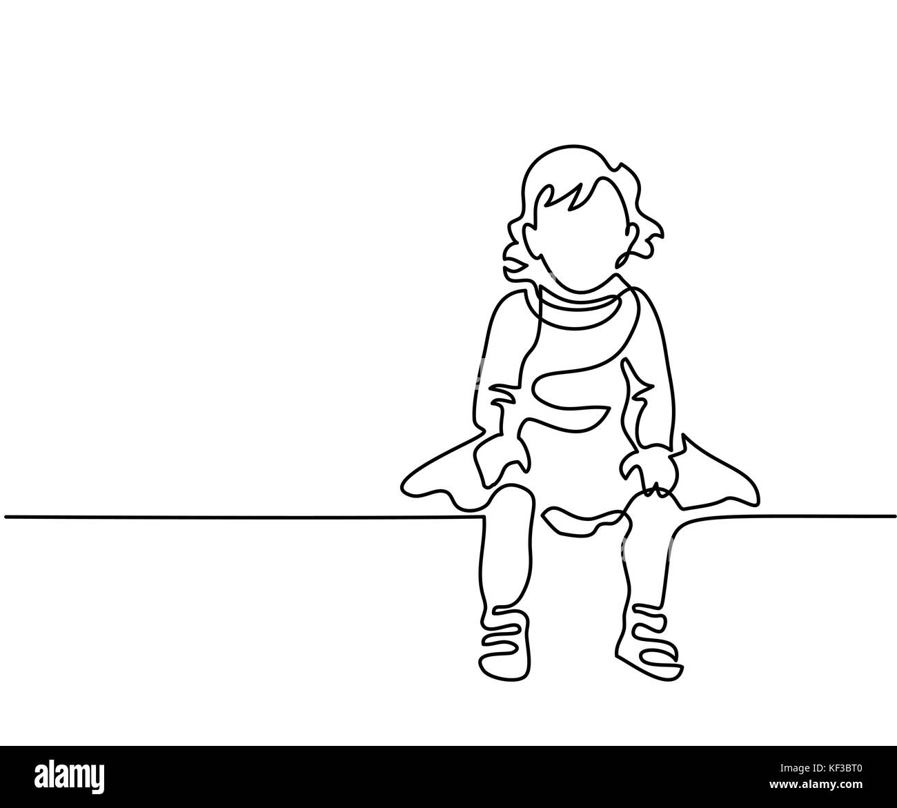 Petite fille habillé assis Illustration de Vecteur