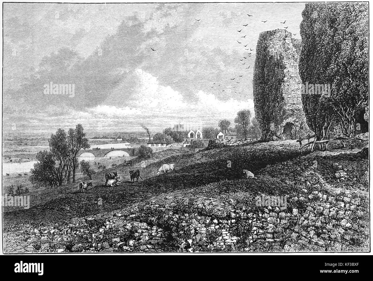 1890 : le château de Rhuddlan est situé au-dessus de la rivière Clwyd, Rhuddlan dans Denbighshire, Wales. Elle a été érigée par Édouard I en 1277, à la suite de la Première Guerre gallois. Banque D'Images