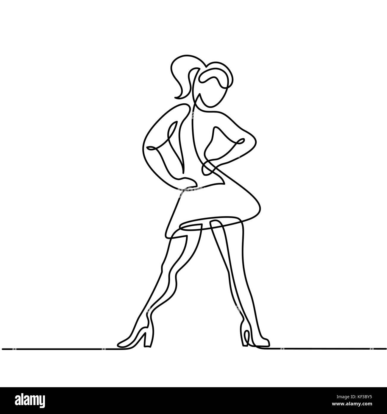 Dessin de ligne continu de femme dansant Illustration de Vecteur