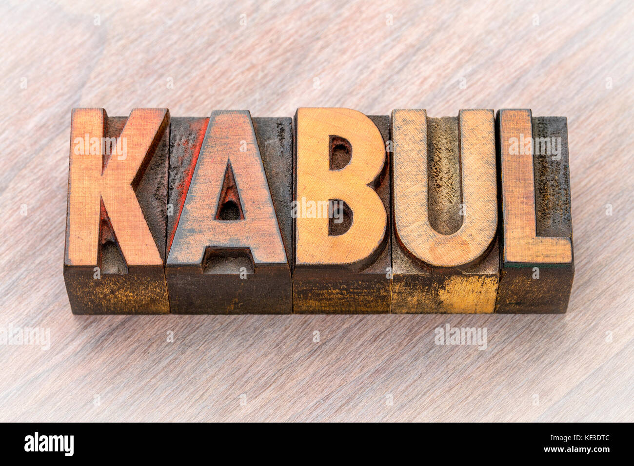 Résumé en Word Kaboul La typographie vintage type de blocs d'impression Banque D'Images