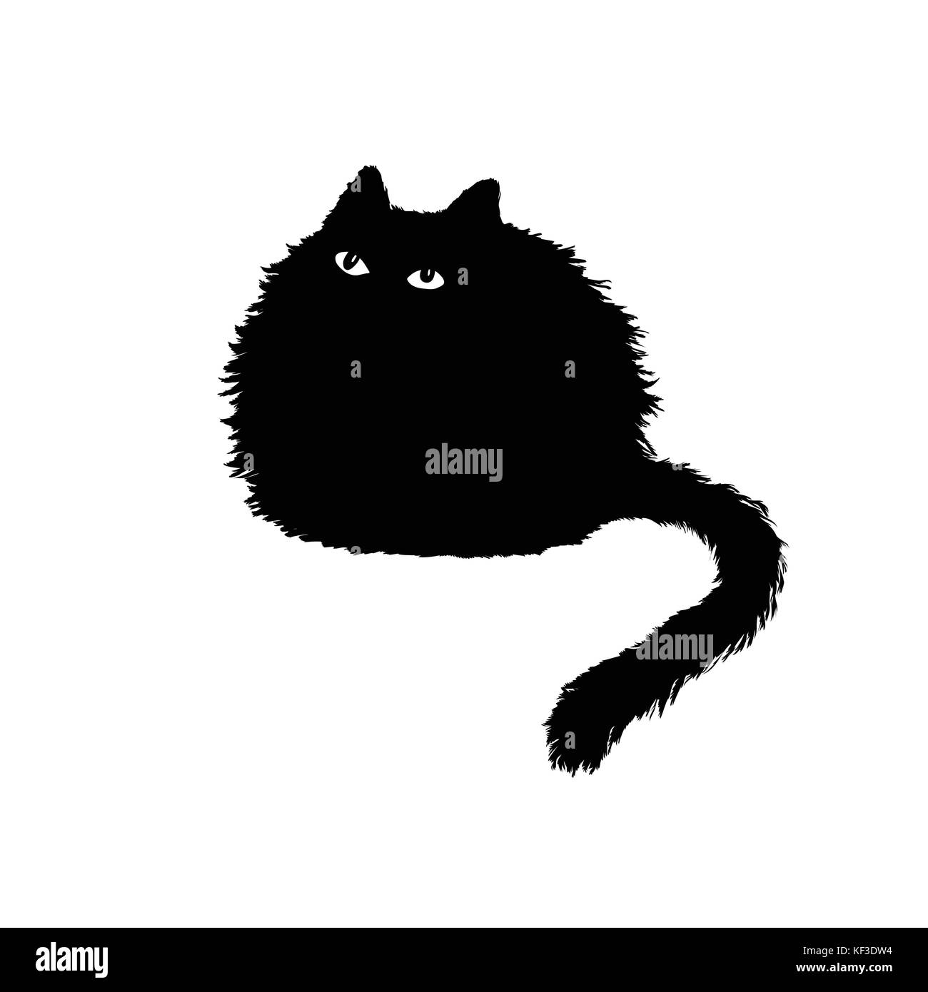 Cute black cat, vector illustration Illustration de Vecteur
