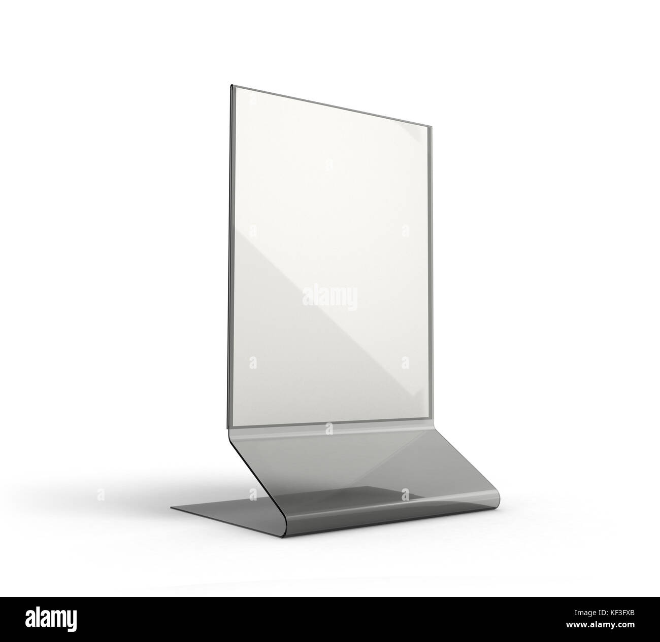 Stand pour le menu avec des feuilles de papier blanc sur un fond blanc Banque D'Images