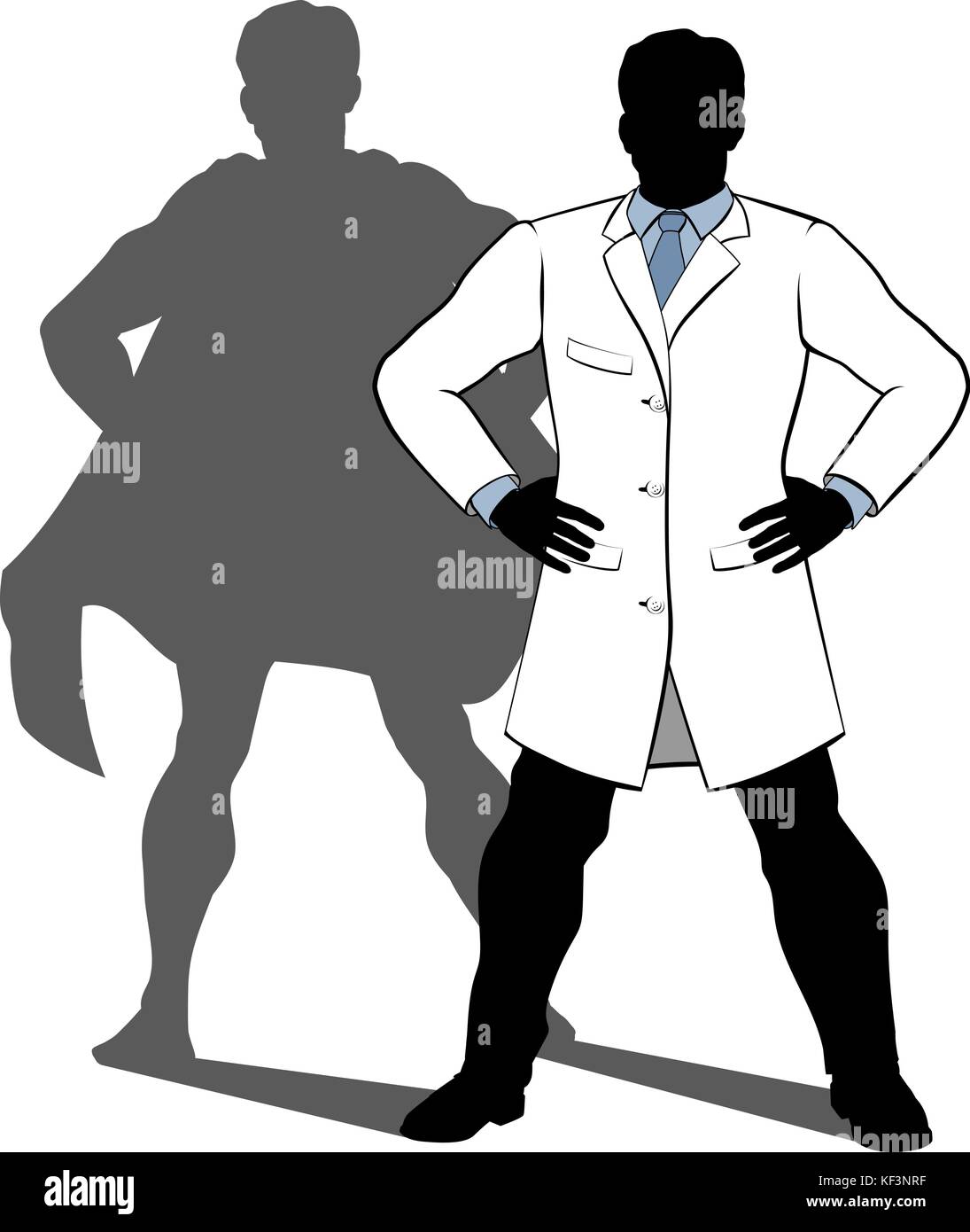 Silhouette de super héros scientifique Illustration de Vecteur