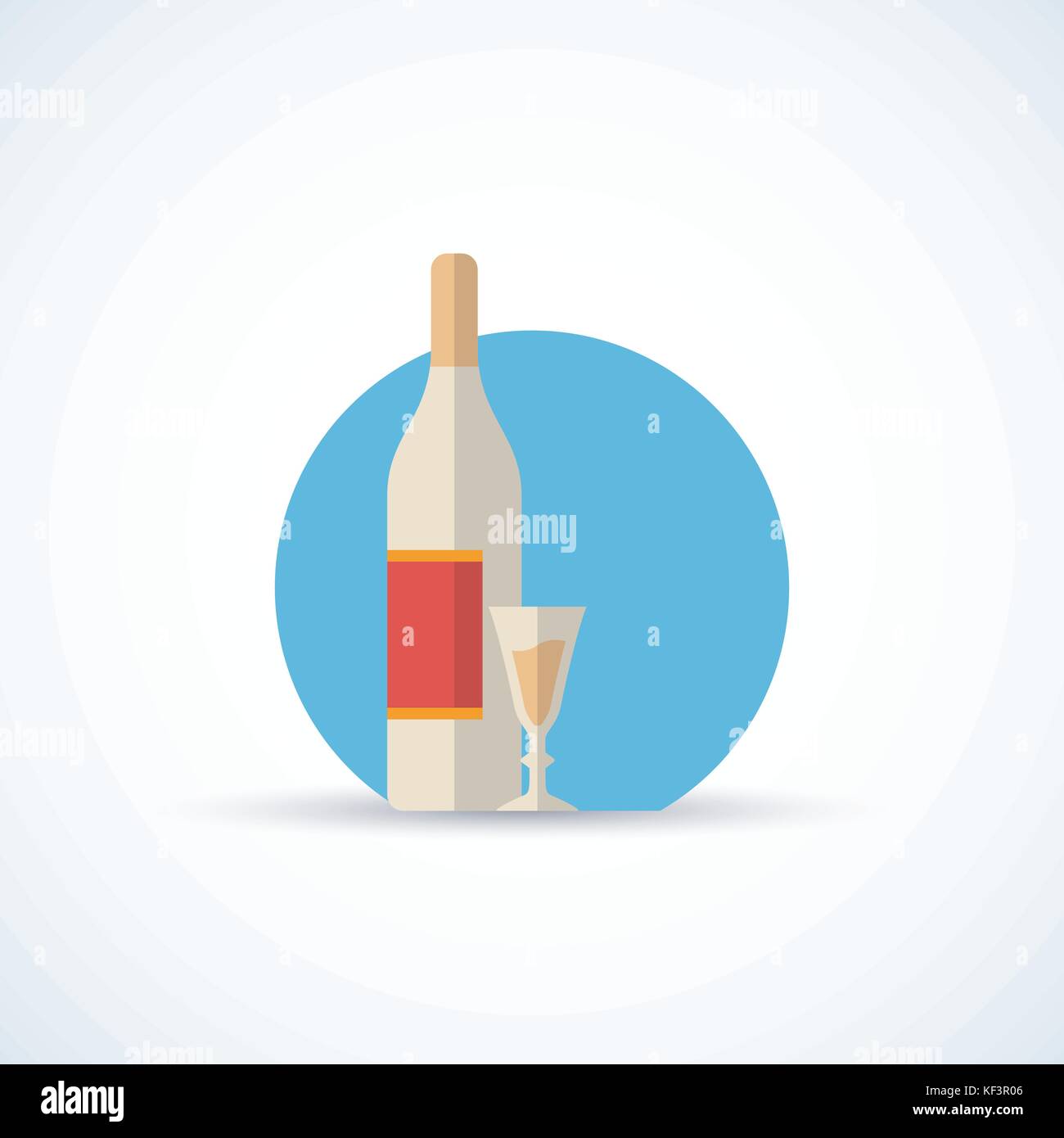 Vector illustration de bouteille de vodka avec le verre dans un style design plat Illustration de Vecteur