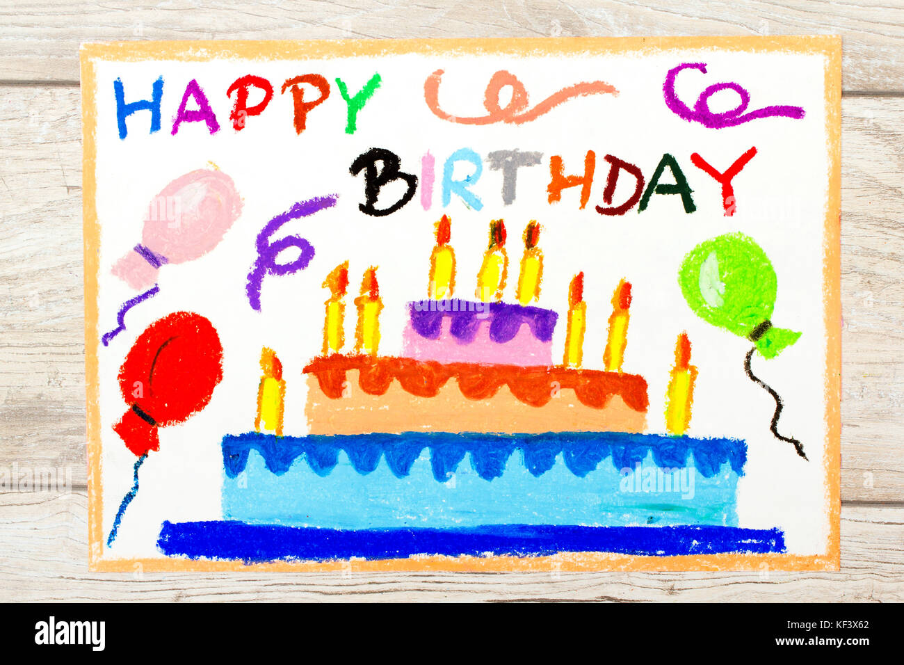 Photo De Dessin Colore Gateau D Anniversaire Photo Stock Alamy