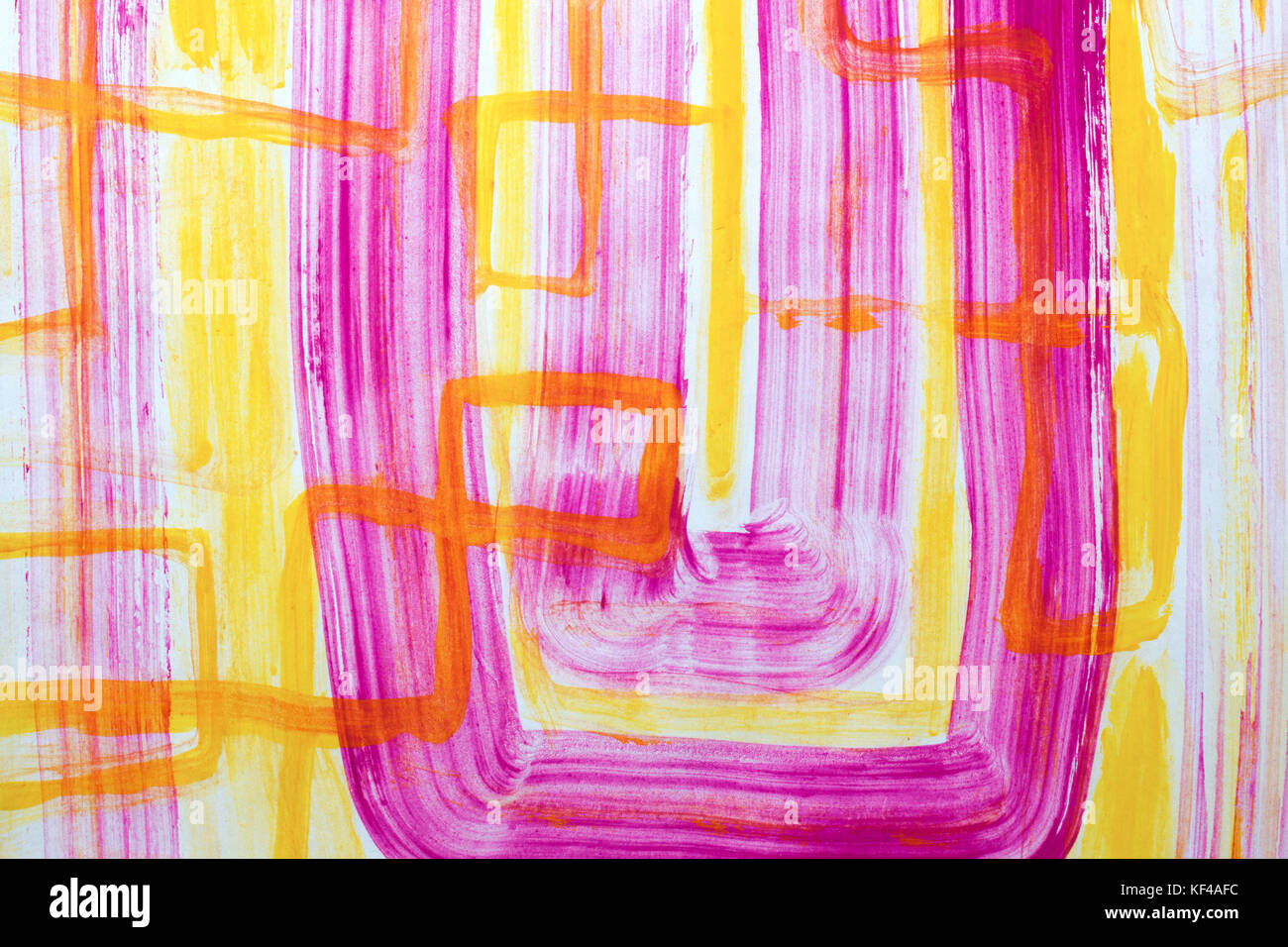 Jaune et rose art abstrait peinture Banque D'Images