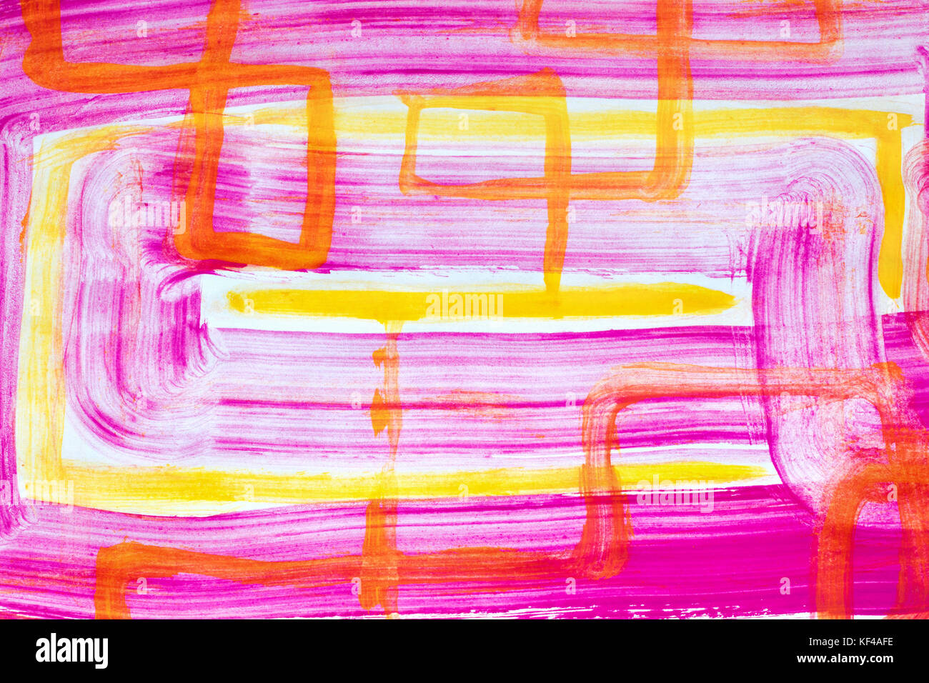 Jaune et rose art abstrait peinture Banque D'Images