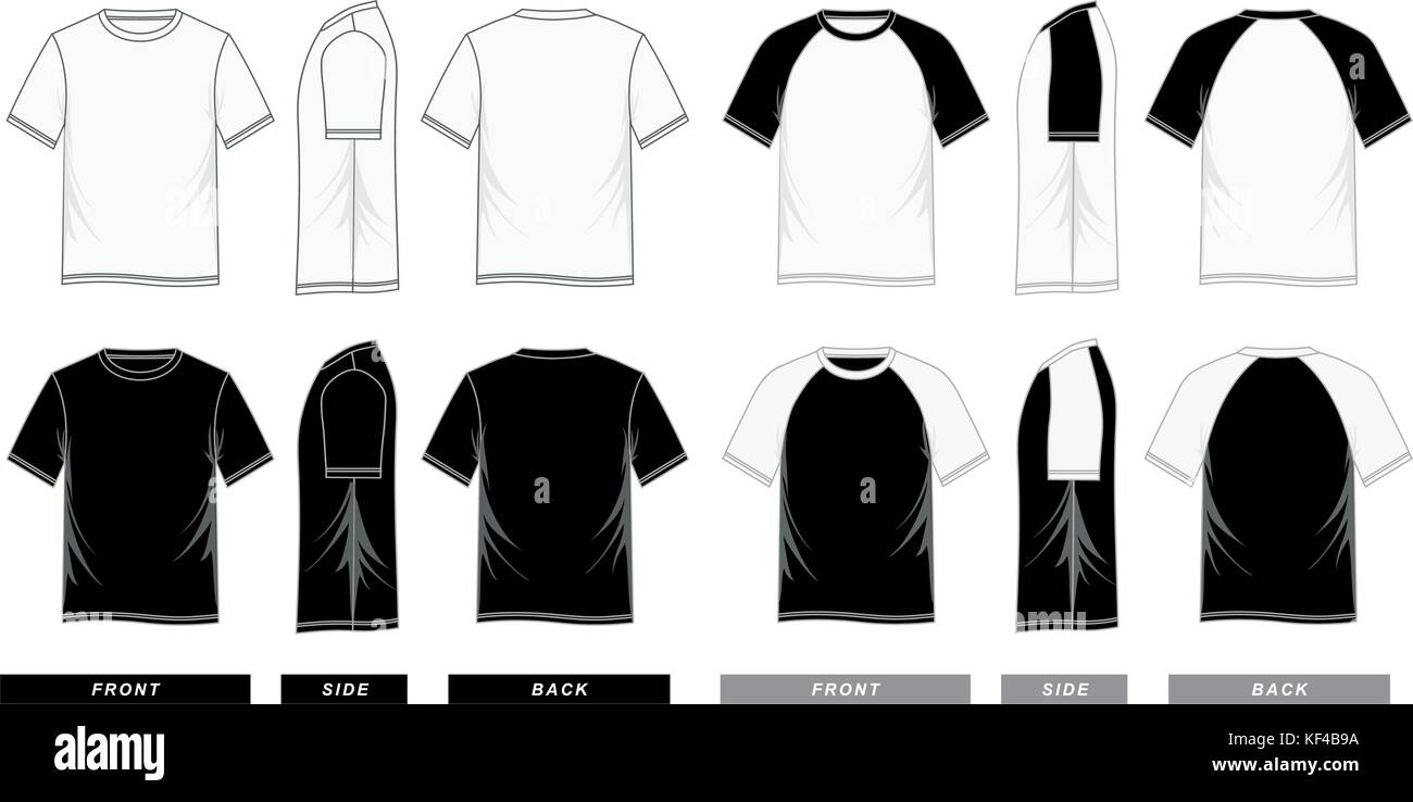 Les modèles de t shirt manche courte raglan, hommes, mode image vectorielle Illustration de Vecteur