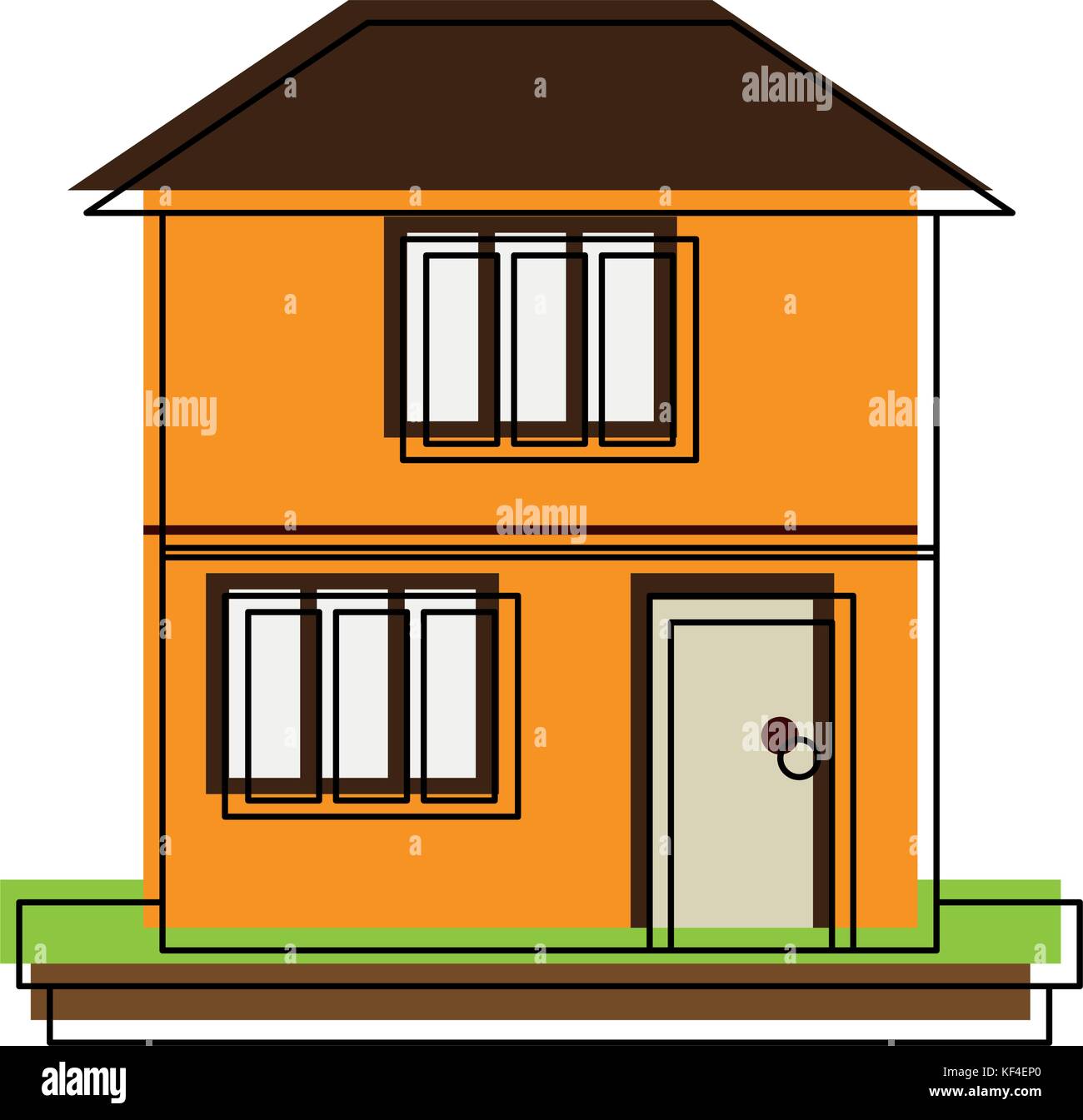 Maison familiale ou maison à deux étages de droit Illustration de Vecteur