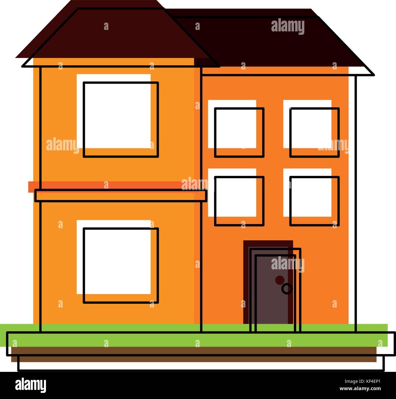 Maison familiale ou maison à deux étages de droit Illustration de Vecteur