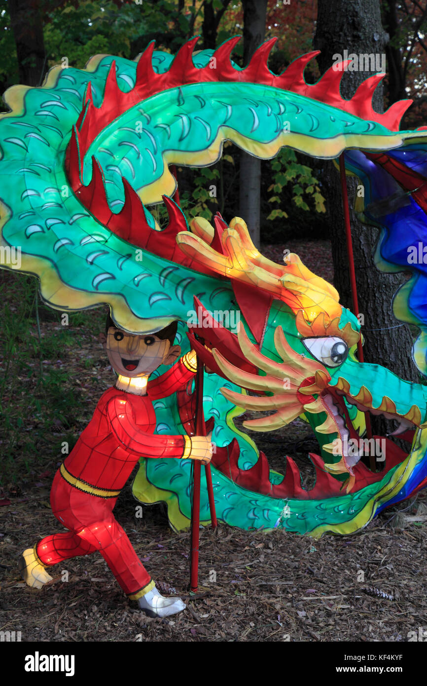 Canada, Québec, Montréal, jardin botanique, jardin chinois, fête des lanternes, les jardins de lumière, Banque D'Images