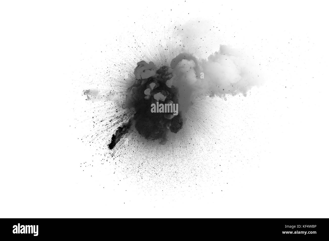 Explosion noir sur le fond blanc. d'explosion de gaz. bomb explosion. Banque D'Images