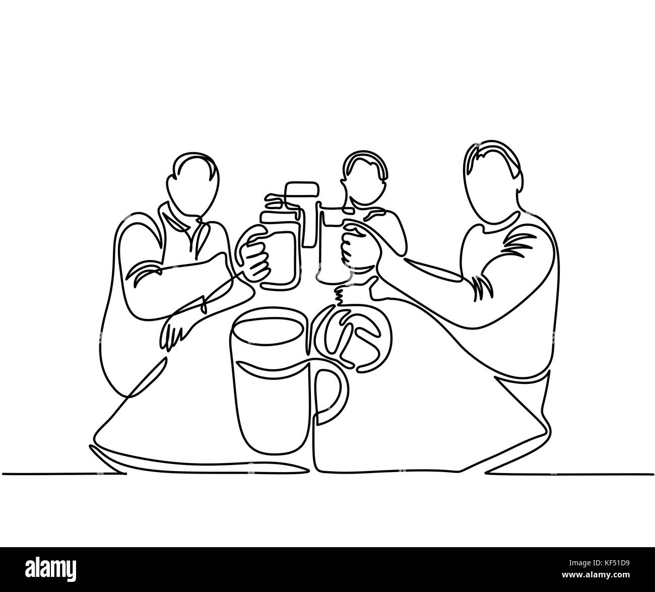 Les hommes assis et boire de la bière dans le temps de la bière. ligne ...