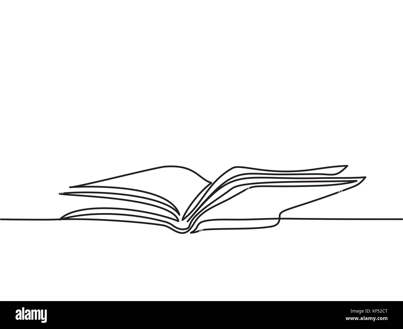 Livre ouvert avec les pages isolé sur blanc. ligne continue dessin. vector illustration Illustration de Vecteur