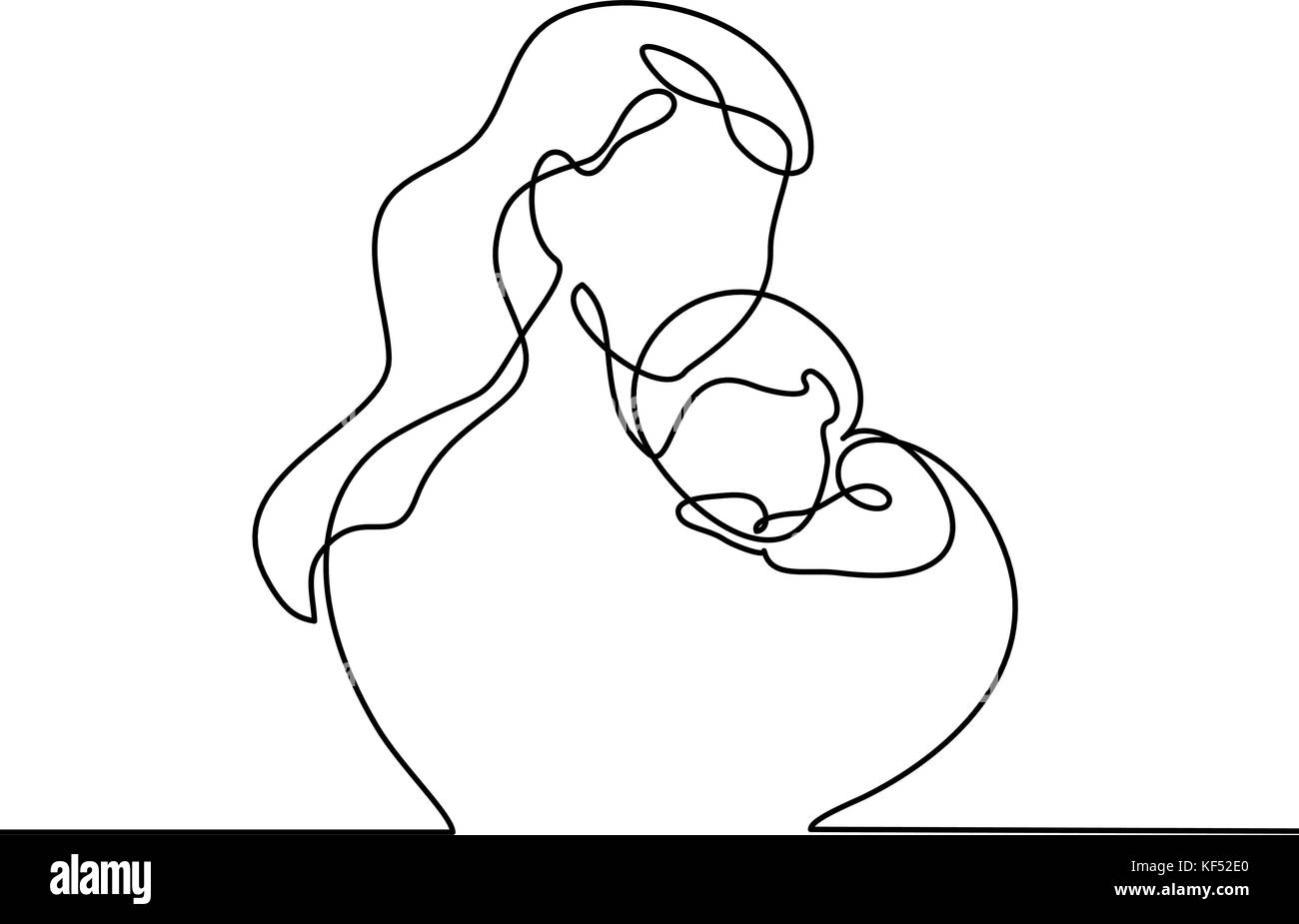 Logo avec mère tenant son bébé avec motif cœur ligne continue art vector illustration Illustration de Vecteur