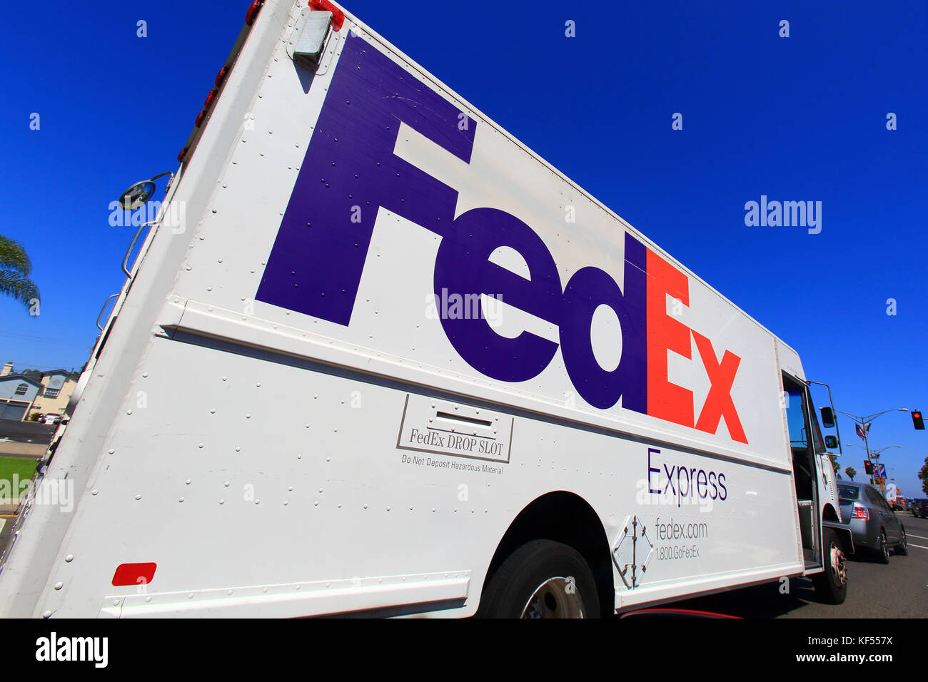 États-unis, Californie, San Diego, camion fedex Banque D'Images
