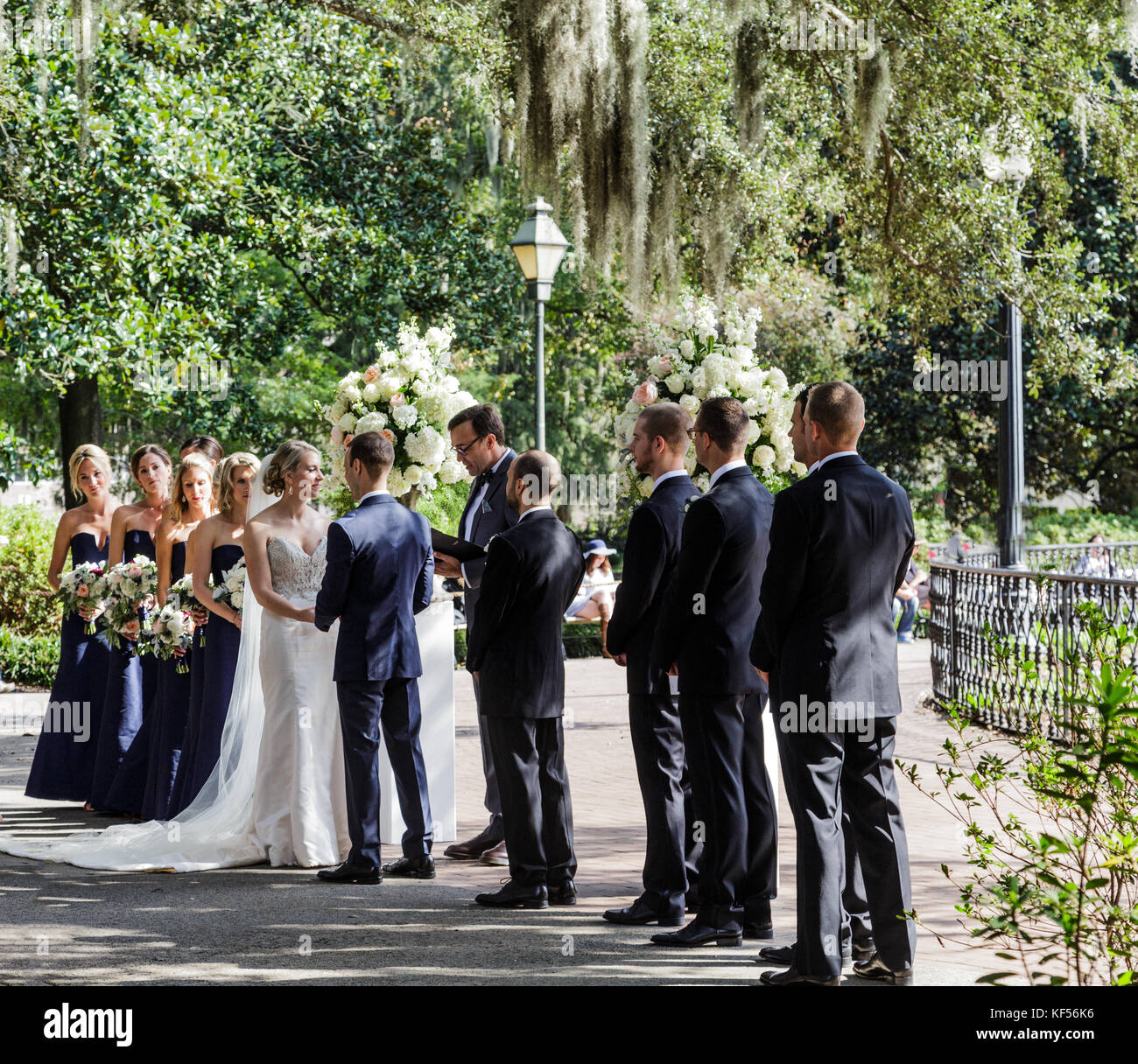 Forsyth Park à Savannah en Géorgie est un monument et destination préférée. il a été en vedette dans de nombreux films, dont forest gump et minuit dans le Banque D'Images