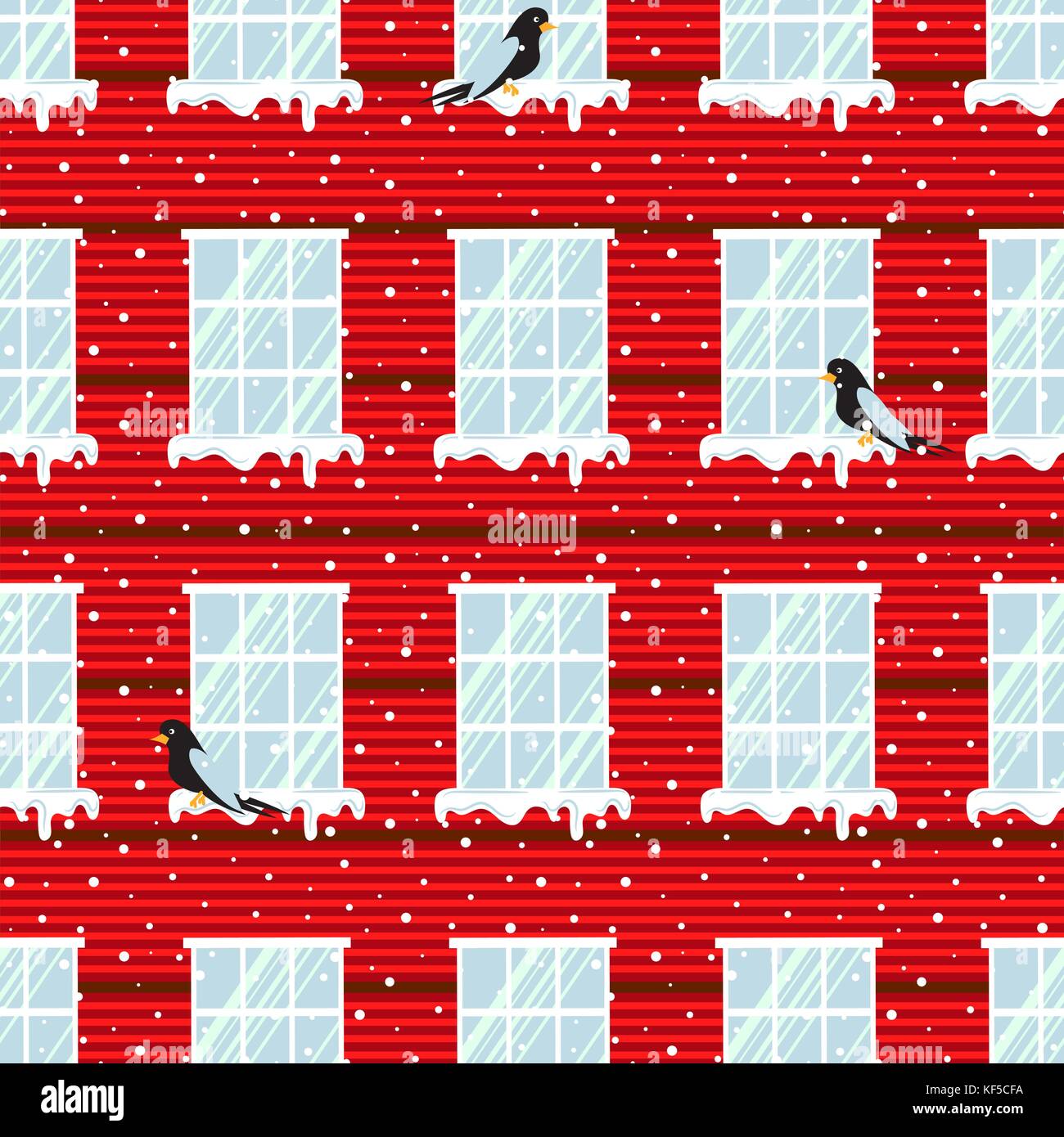 Les fenêtres transparentes et vecteur de la construction de murs rouges. Illustration de Vecteur