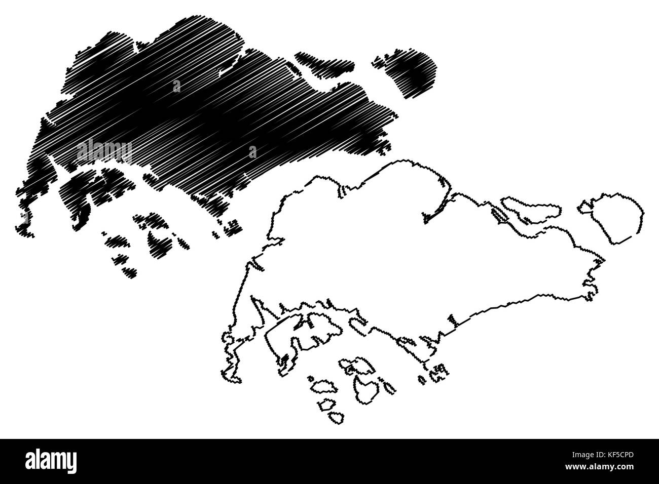 Vector illustration carte de Singapour, Singapour croquis gribouillis Illustration de Vecteur